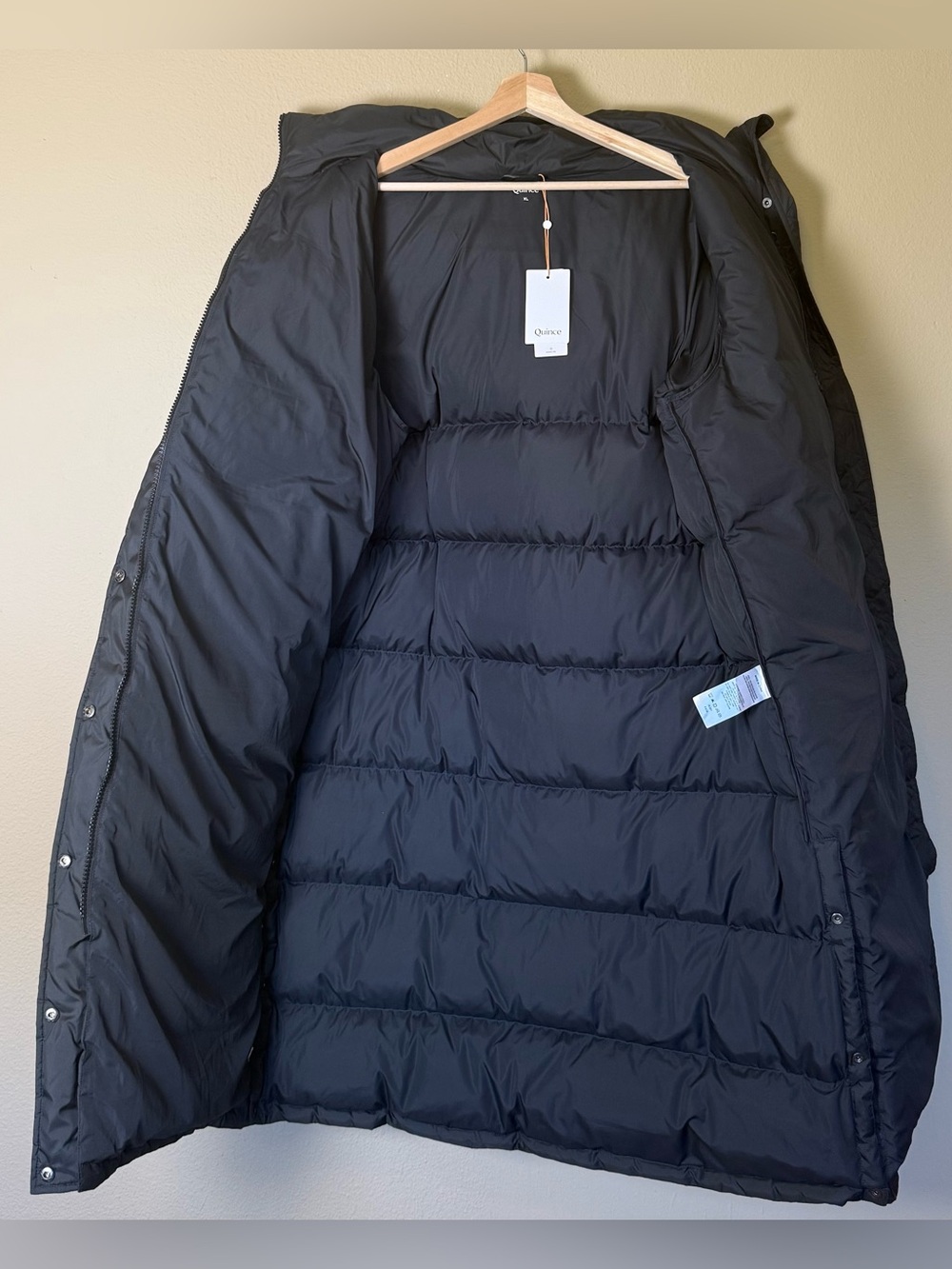 Quince Black Responsible Down Long Puffer Jacket NWT Size XL - Picture 3 of 6
